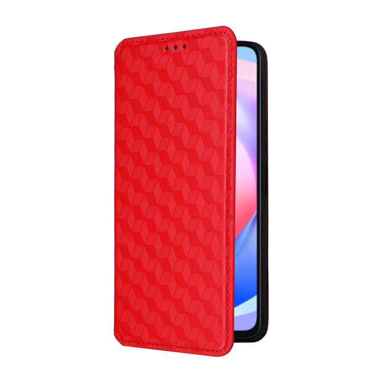 For Honor X6a 4G Cubic Grid Texture Flip Leather Phone Case