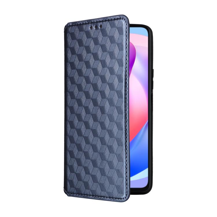 For Honor X6a 4G Cubic Grid Texture Flip Leather Phone Case