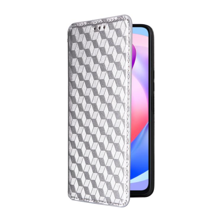 For Honor X6a 4G Cubic Grid Texture Flip Leather Phone Case