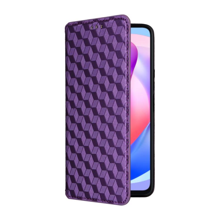 For Honor X6a 4G Cubic Grid Texture Flip Leather Phone Case