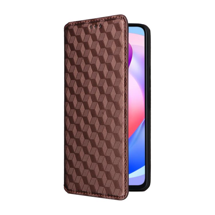 For Honor X6a 4G Cubic Grid Texture Flip Leather Phone Case