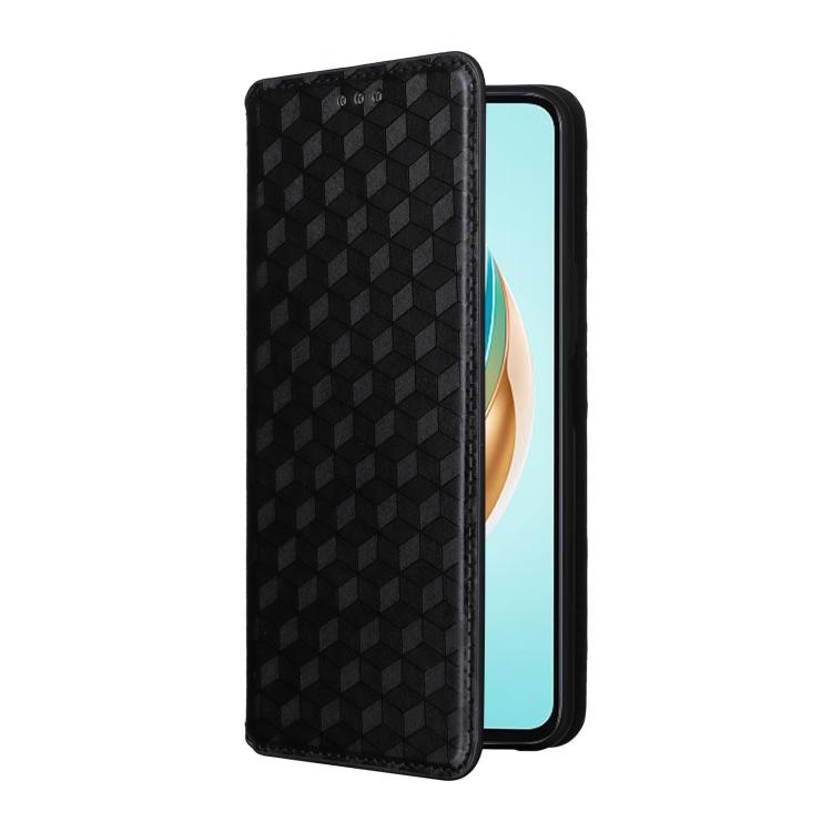 For Honor X6b 4G Cubic Grid Texture Flip Leather Phone Case