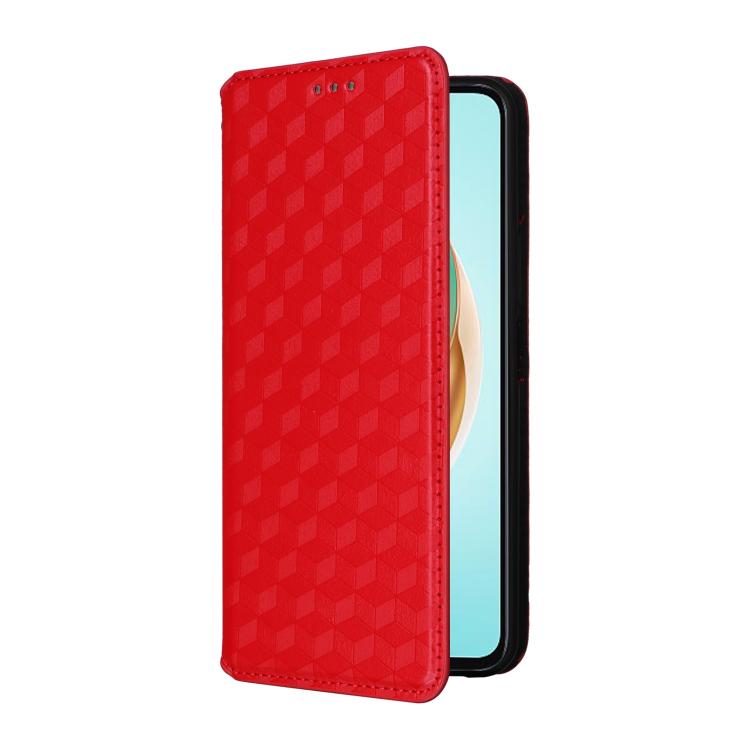 For Honor X6b 4G Cubic Grid Texture Flip Leather Phone Case