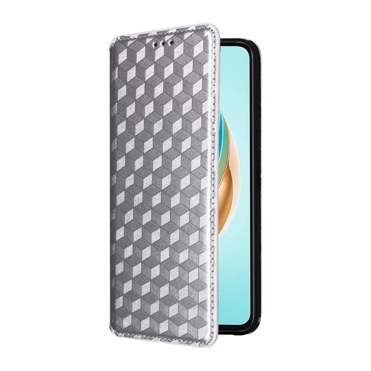 For Honor X6b 4G Cubic Grid Texture Flip Leather Phone Case