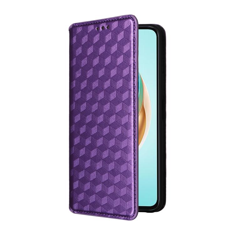 For Honor X6b 4G Cubic Grid Texture Flip Leather Phone Case