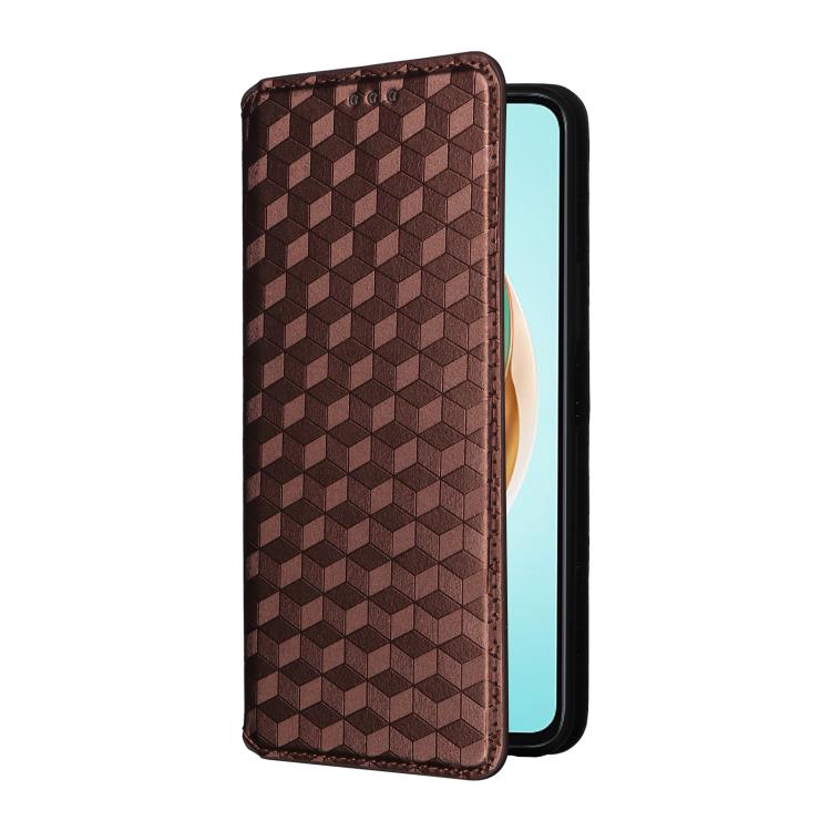 For Honor X6b 4G Cubic Grid Texture Flip Leather Phone Case