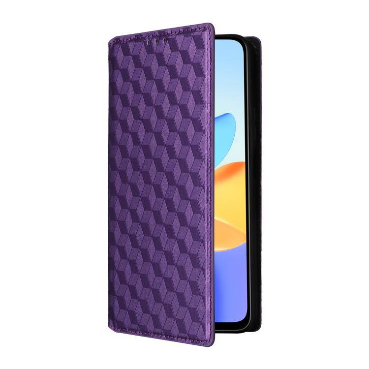 For Honor X7b / Play 50 Plus Cubic Grid Texture Flip Leather Phone Case
