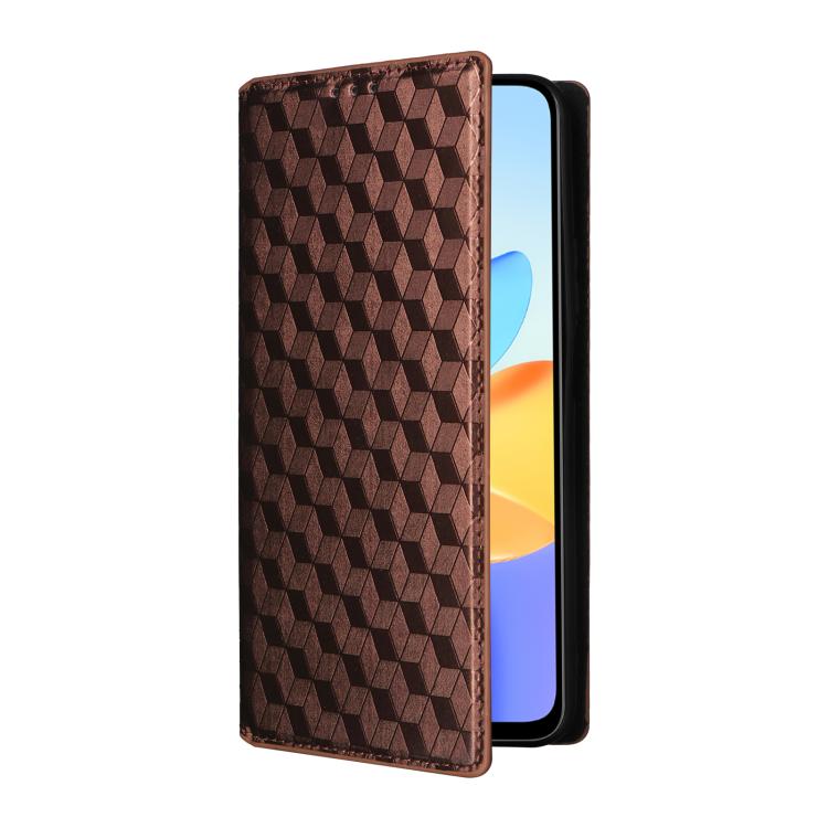 For Honor X7b / Play 50 Plus Cubic Grid Texture Flip Leather Phone Case