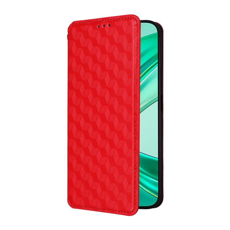 For Honor X8b 4G Cubic Grid Texture Flip Leather Phone Case