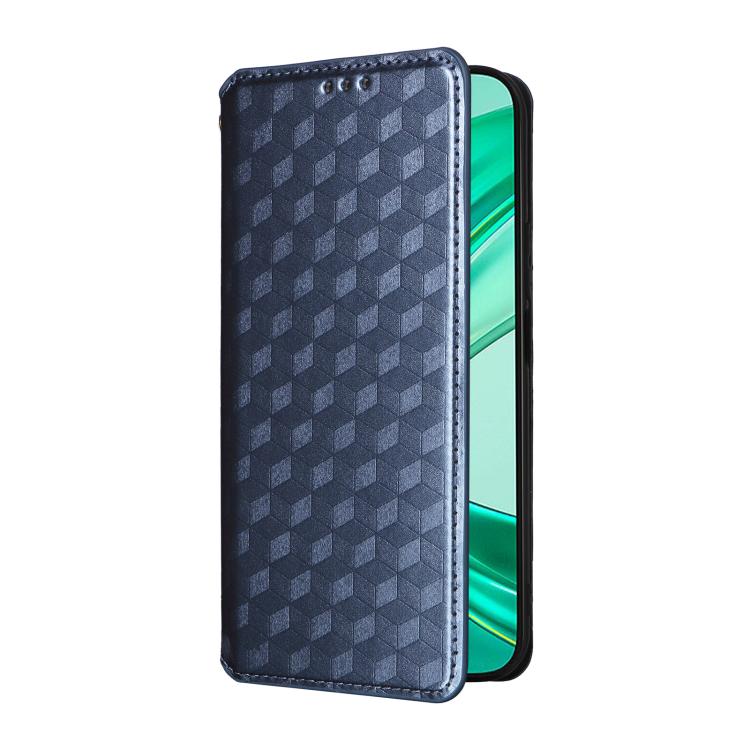 For Honor X8c 4G Cubic Grid Texture Flip Leather Phone Case