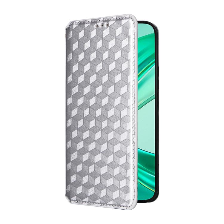 For Honor X8c 4G Cubic Grid Texture Flip Leather Phone Case