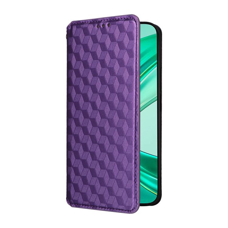 For Honor X8c 4G Cubic Grid Texture Flip Leather Phone Case