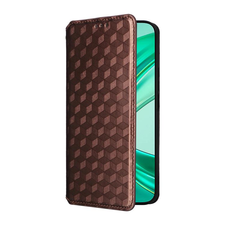 For Honor X8c 4G Cubic Grid Texture Flip Leather Phone Case