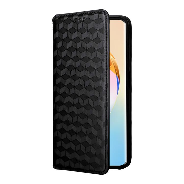 For Honor X60 5G / X9c Smart Cubic Grid Texture Flip Leather Phone Case