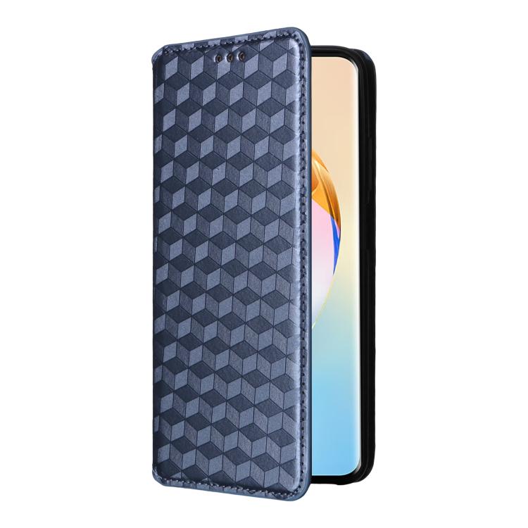 For Honor X60 5G / X9c Smart Cubic Grid Texture Flip Leather Phone Case
