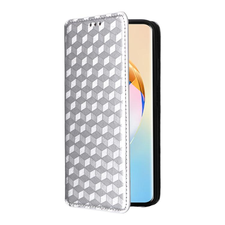For Honor X60 5G / X9c Smart Cubic Grid Texture Flip Leather Phone Case