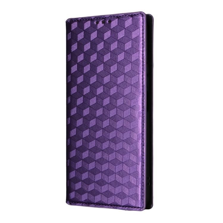 For Honor X60 5G / X9c Smart Cubic Grid Texture Flip Leather Phone Case