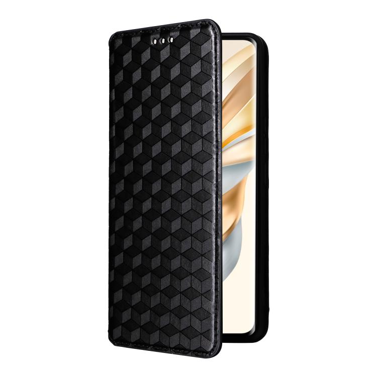 For Honor X60 Pro 5G / X9c 5G Cubic Grid Texture Flip Leather Phone Case