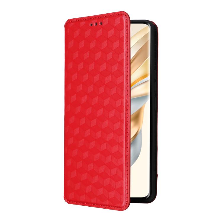 For Honor X60 Pro 5G / X9c 5G Cubic Grid Texture Flip Leather Phone Case