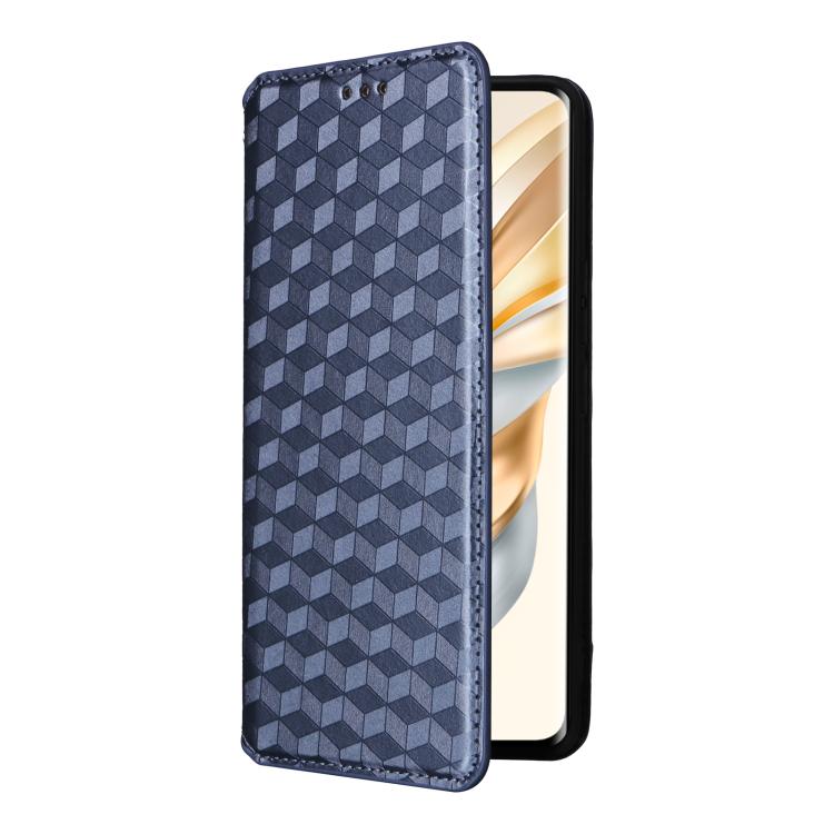 For Honor X60 Pro 5G / X9c 5G Cubic Grid Texture Flip Leather Phone Case