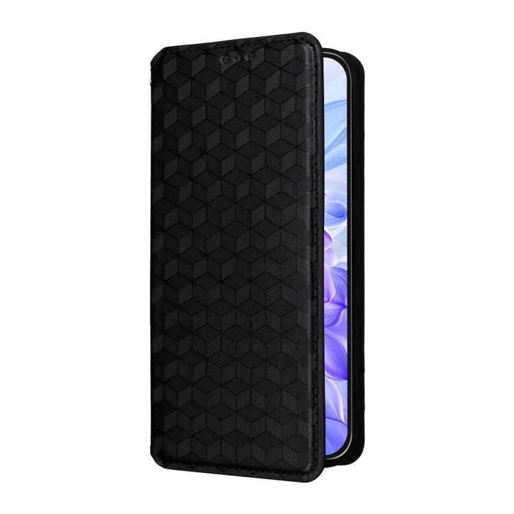 For Honor X60i 5G Cubic Grid Texture Flip Leather Phone Case