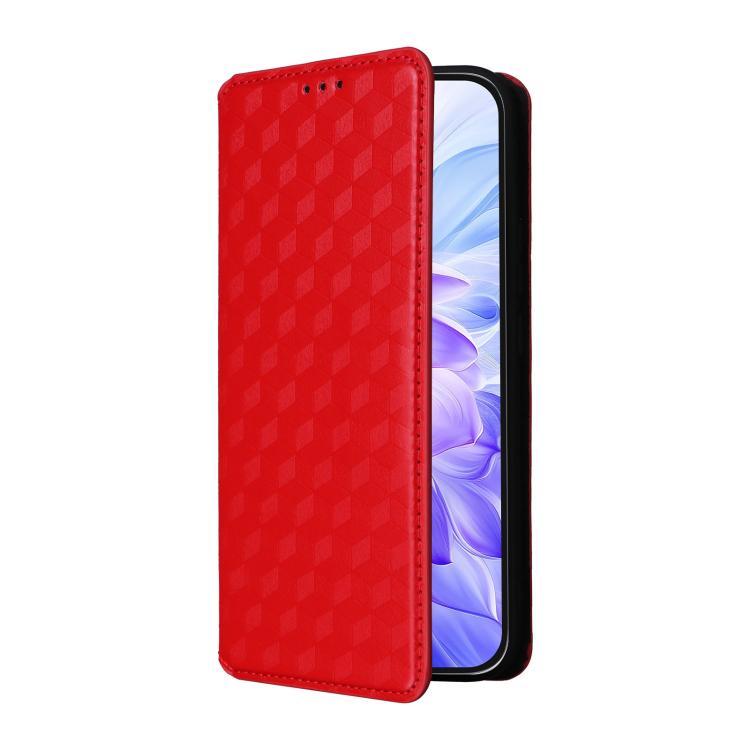 For Honor X60i 5G Cubic Grid Texture Flip Leather Phone Case