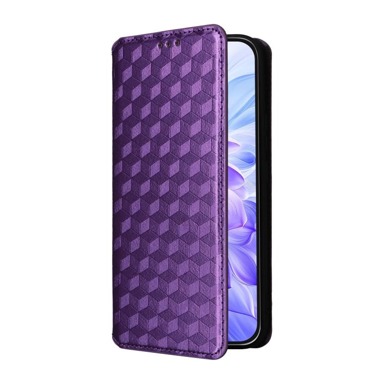For Honor X60i 5G Cubic Grid Texture Flip Leather Phone Case