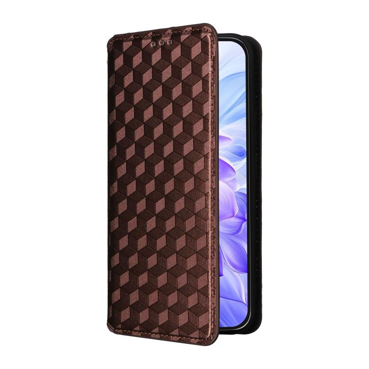 For Honor X60i 5G Cubic Grid Texture Flip Leather Phone Case