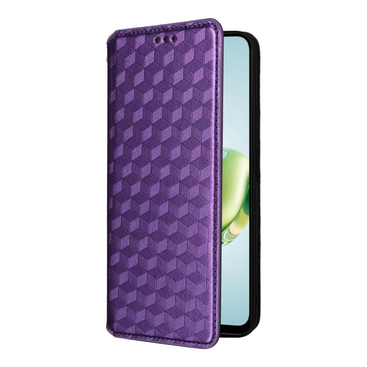 For Honor Play 60 Plus Cubic Grid Texture Flip Leather Phone Case