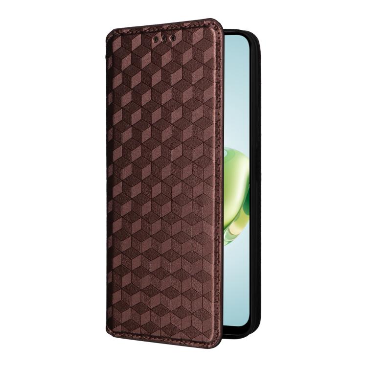 For Honor Play 60 Plus Cubic Grid Texture Flip Leather Phone Case