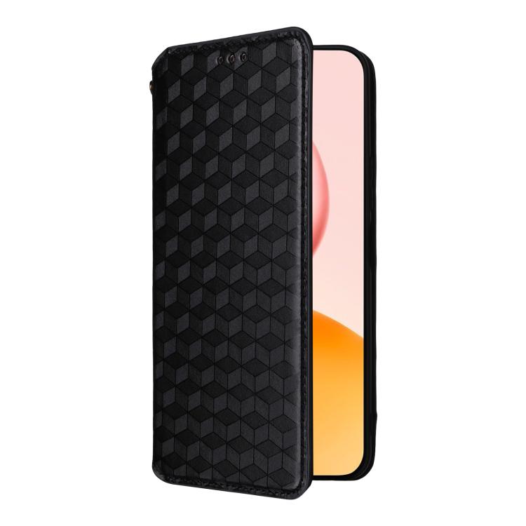 For Honor 400 Pro Global 160.8mm Cubic Grid Texture Flip Leather Phone Case