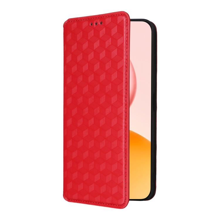For Honor 400 Pro Global 160.8mm Cubic Grid Texture Flip Leather Phone Case