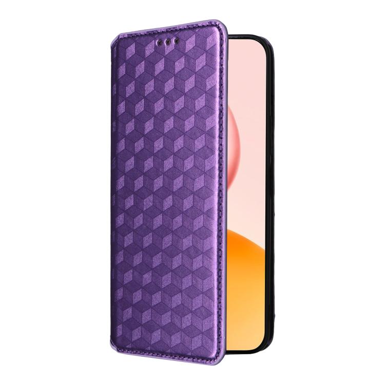 For Honor 400 Pro Global 160.8mm Cubic Grid Texture Flip Leather Phone Case
