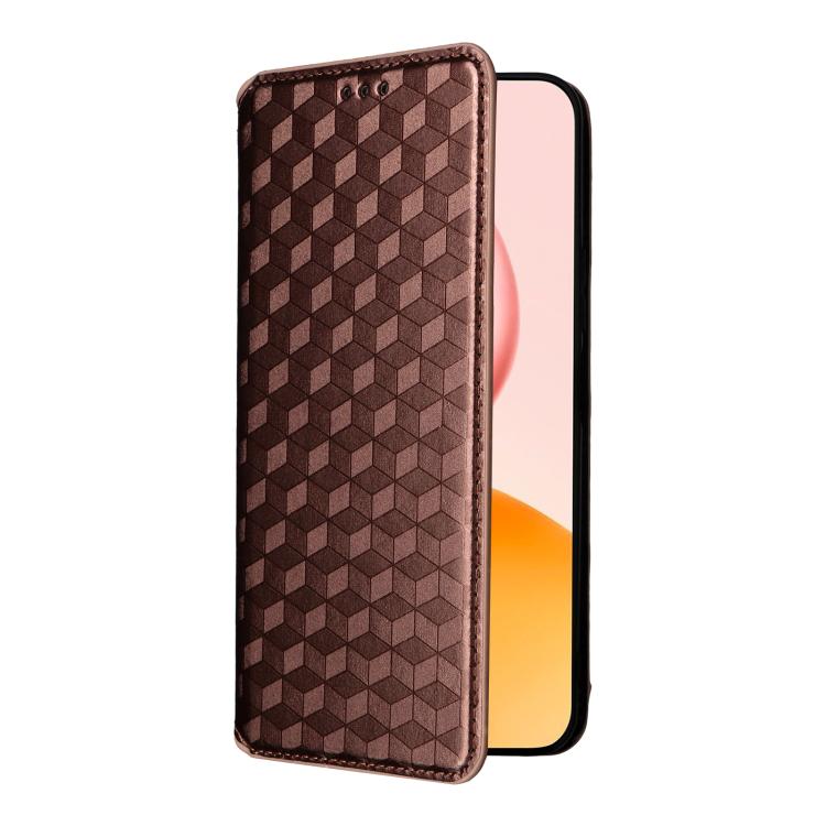For Honor 400 Pro Global 160.8mm Cubic Grid Texture Flip Leather Phone Case