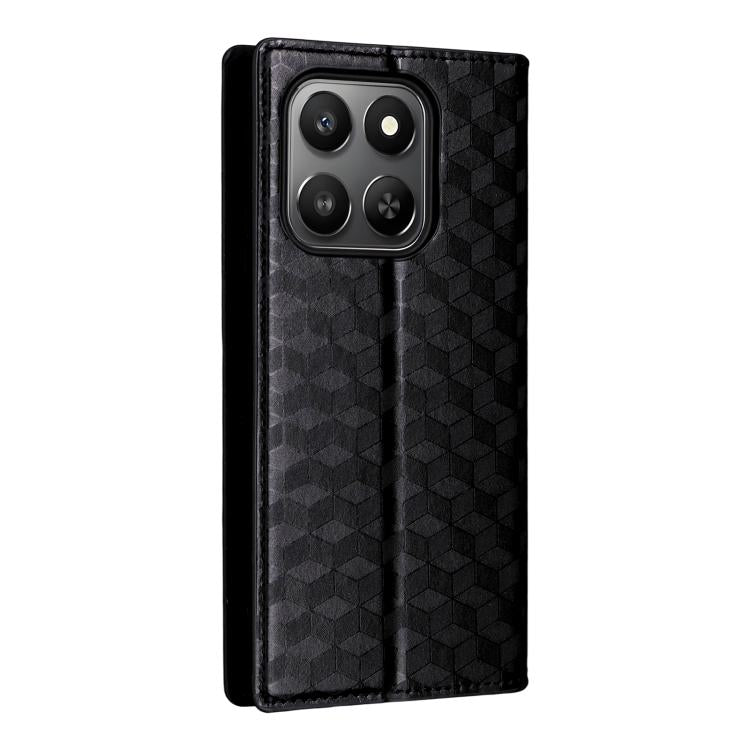 For Honor 400 Smart 5G Cubic Grid Texture Flip Leather Phone Case