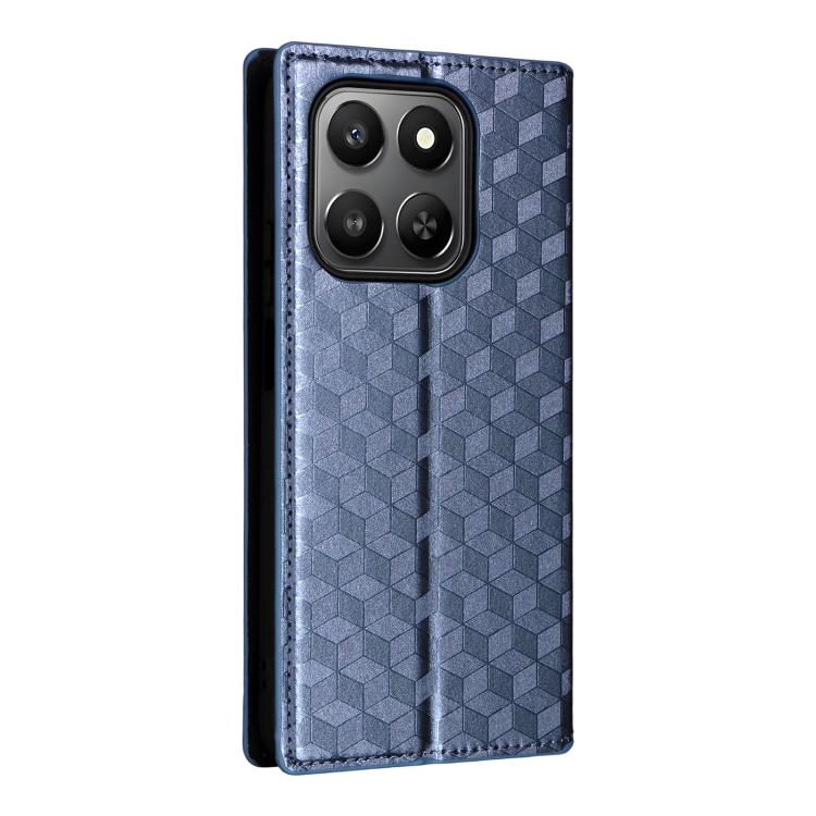 For Honor 400 Smart 5G Cubic Grid Texture Flip Leather Phone Case