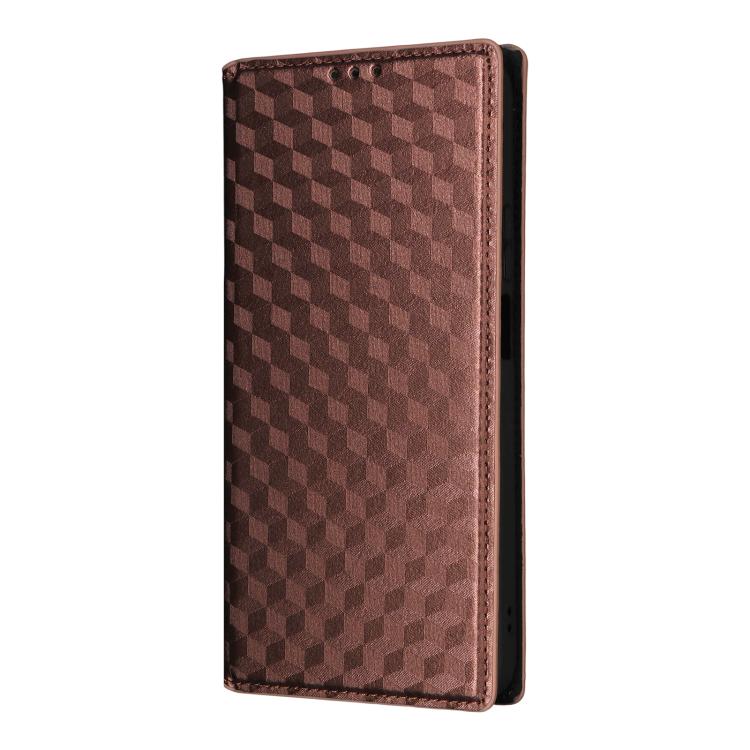 For Honor 400 Smart 5G Cubic Grid Texture Flip Leather Phone Case