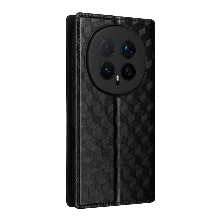 For Honor Magic8 Pro Cubic Grid Texture Flip Leather Phone Case