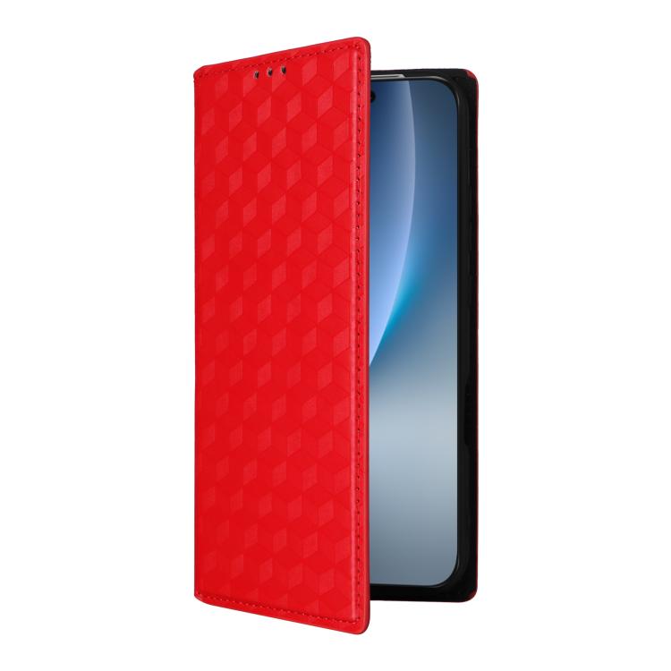 For Honor Magic8 Pro Cubic Grid Texture Flip Leather Phone Case