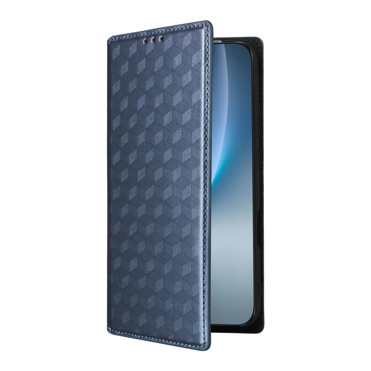 For Honor Magic8 Pro Cubic Grid Texture Flip Leather Phone Case