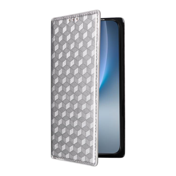 For Honor Magic8 Pro Cubic Grid Texture Flip Leather Phone Case