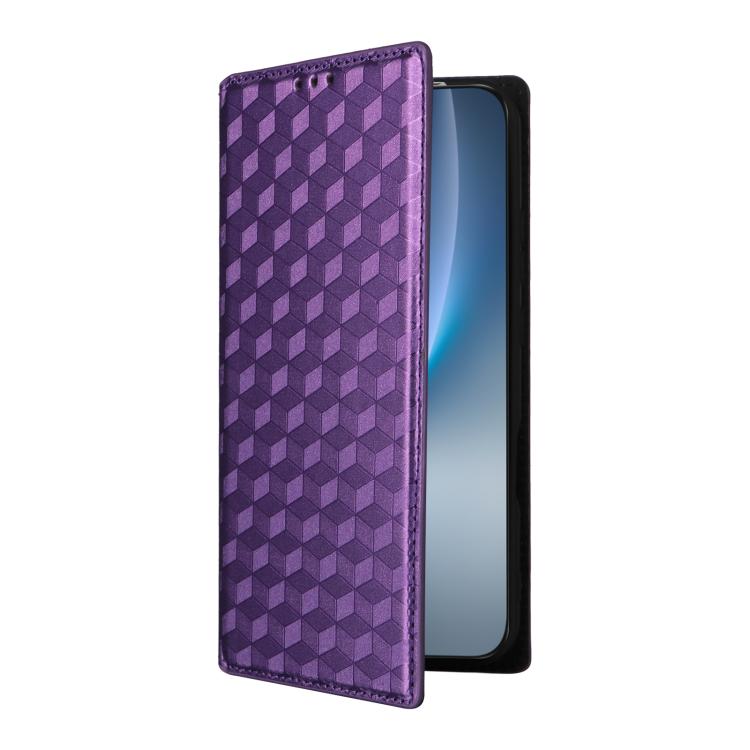 For Honor Magic8 Pro Cubic Grid Texture Flip Leather Phone Case