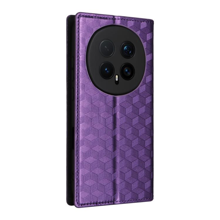 For Honor Magic8 Pro Cubic Grid Texture Flip Leather Phone Case