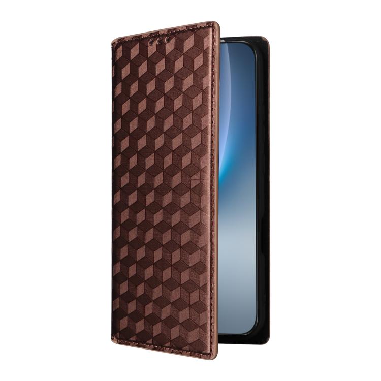 For Honor Magic8 Pro Cubic Grid Texture Flip Leather Phone Case