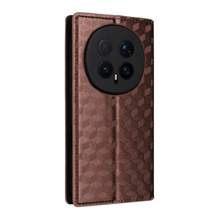 For Honor Magic8 Pro Cubic Grid Texture Flip Leather Phone Case