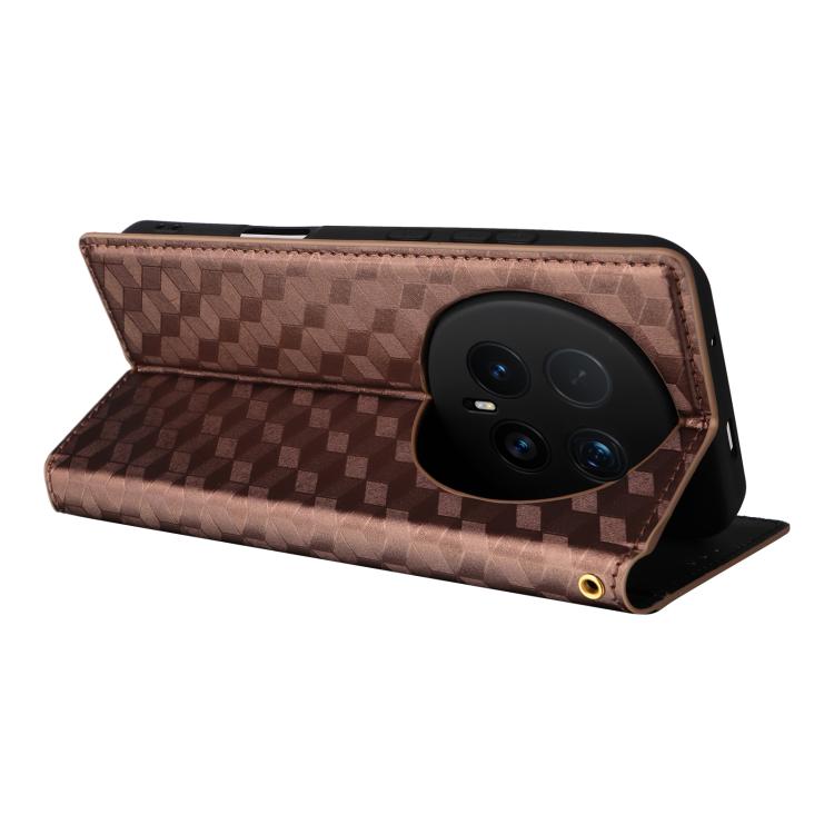 For Honor Magic8 Pro Cubic Grid Texture Flip Leather Phone Case