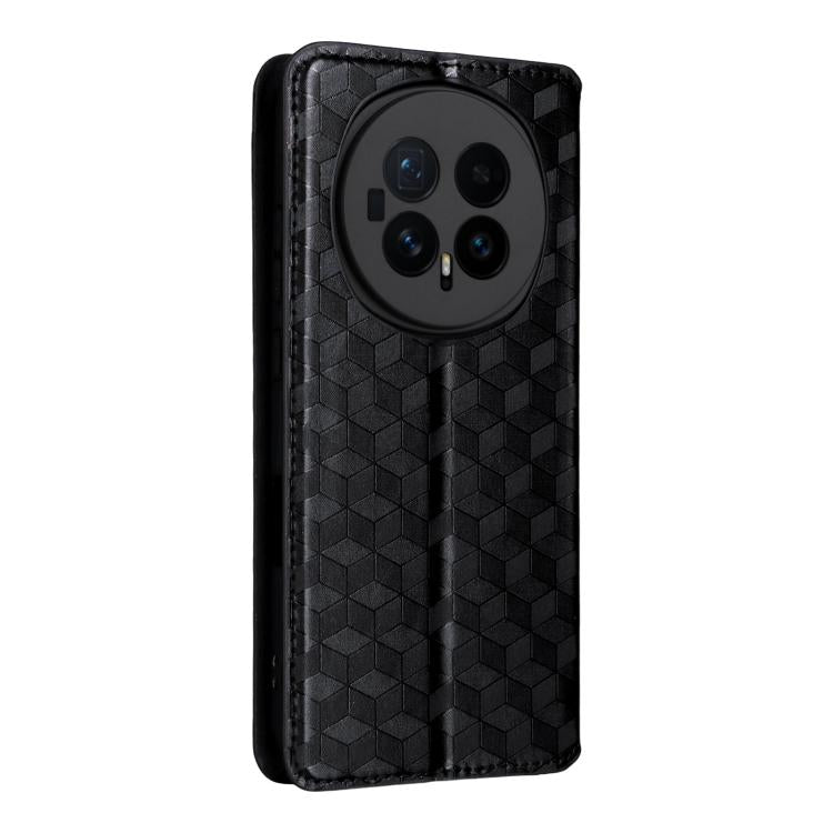 For Honor Magic8 Cubic Grid Texture Flip Leather Phone Case