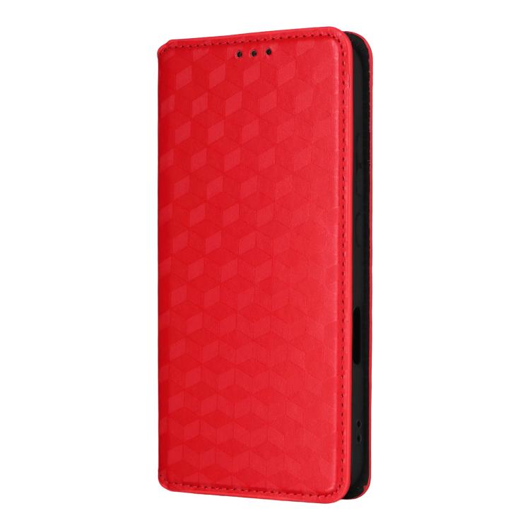 For Honor Magic8 Cubic Grid Texture Flip Leather Phone Case