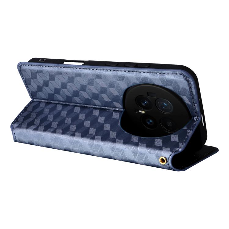 For Honor Magic8 Cubic Grid Texture Flip Leather Phone Case