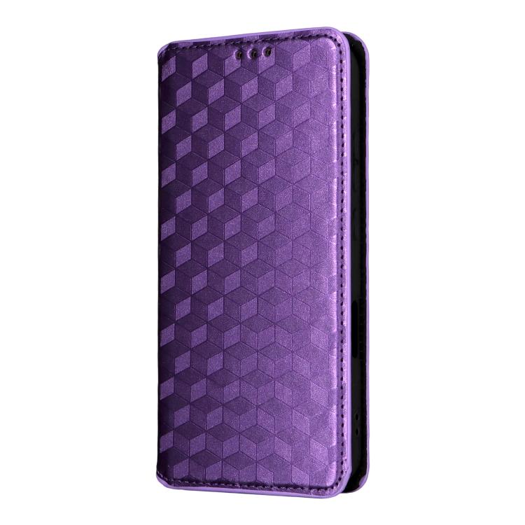 For Honor Magic8 Cubic Grid Texture Flip Leather Phone Case